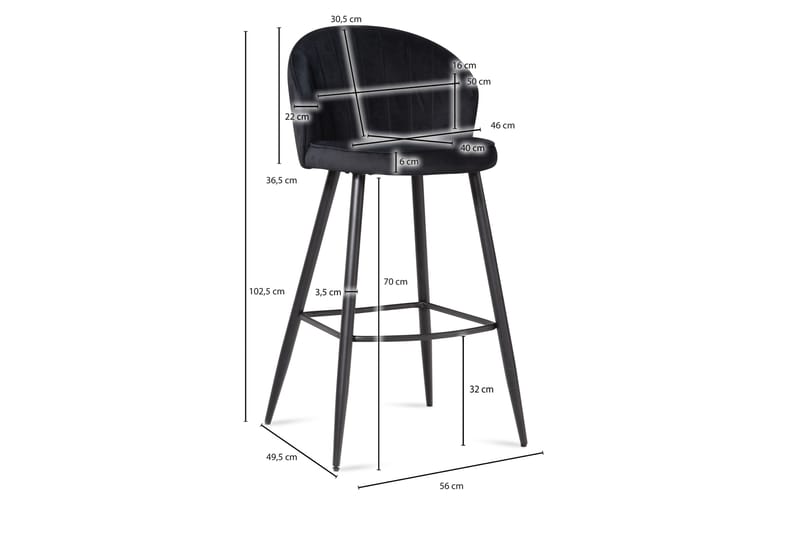 Babby Barstol 103 cm - Antrasitt - Møbler - Stoler & lenestoler - Barstoler