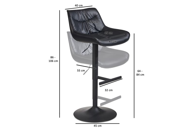 Bacchi Barstol 106 cm - Antrasitt - Møbler - Stoler & lenestoler - Barstoler