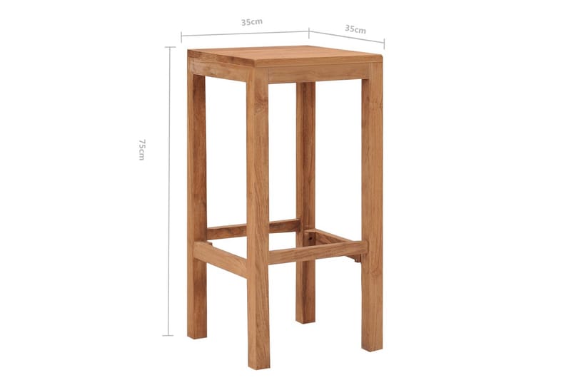 Barkrakker 2 stk heltre teak - Brun - Møbler - Stoler & lenestoler - Barstoler