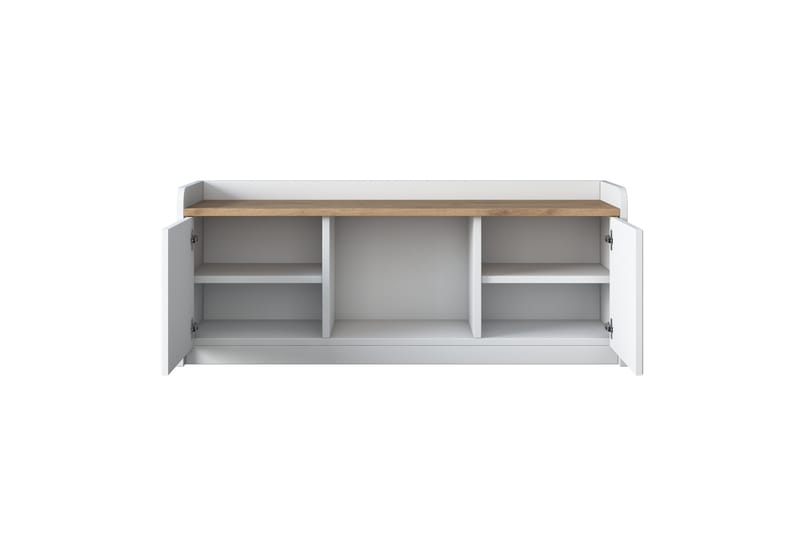 Caraway Skobenk 120x45 cm Hvit/Brun - Hanah Home - Møbler - Stoler & lenestoler - Benk - Skohylle med benk