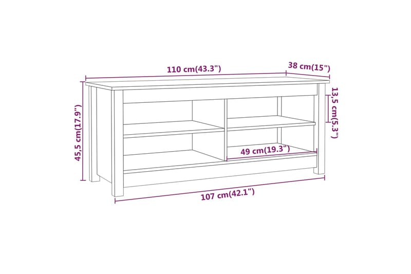 beBasic Skobenk 110x38x45,5 cm heltre furu - Brun - Møbler - Stoler & lenestoler - Benk - Skohylle med benk