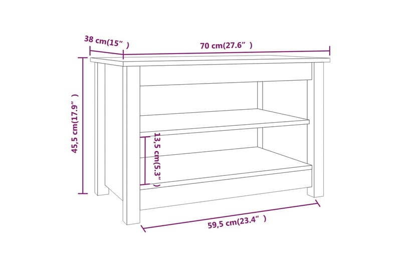 beBasic Skobenk 70x38x45,5 cm heltre furu - Brun - Møbler - Stoler & lenestoler - Benk - Skohylle med benk