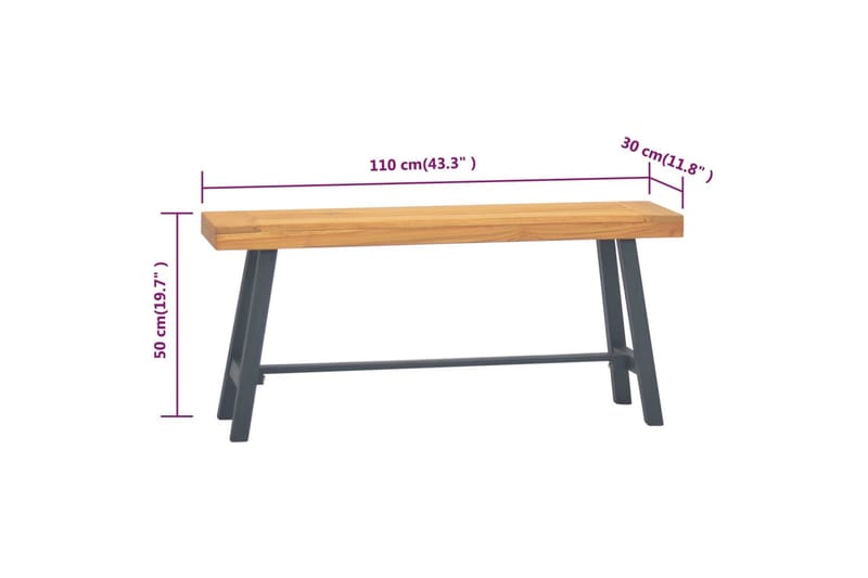 Benk 110 cm heltre teak - Brun - Møbler - Stoler & lenestoler - Benk - Entrebenk