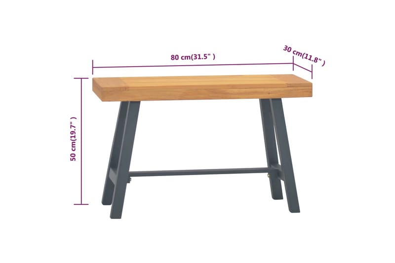 Benk 80 cm heltre teak - Brun - Møbler - Stoler & lenestoler - Benk - Entrebenk