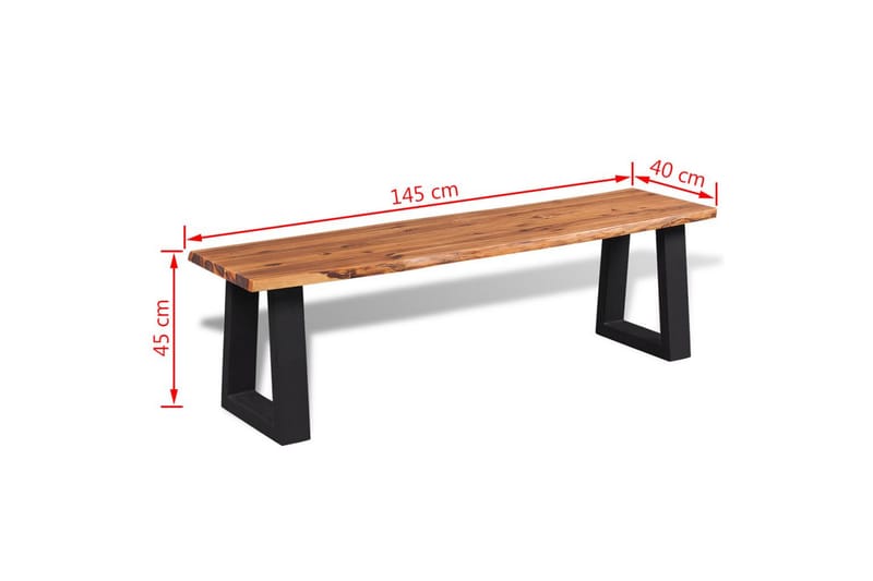 Benk heltre akasie 145 cm - Akasie/Svart - Møbler - Stoler & lenestoler - Benk - Entrebenk