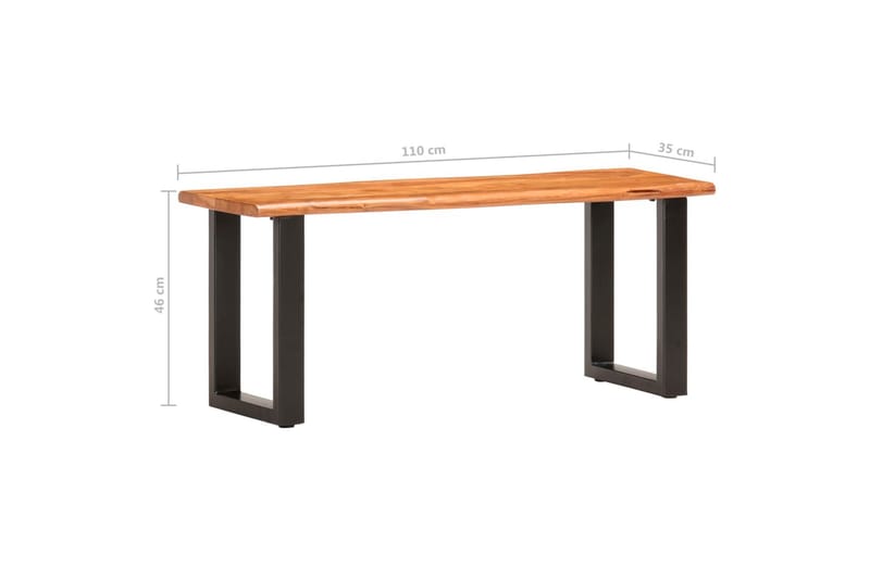 Benk med naturlig kant 110 cm heltre akasie & stål - Møbler - Stoler & lenestoler - Benk - Entrebenk