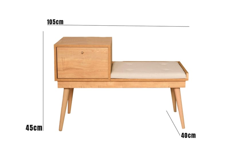 Botkins Skoskap 105 cm - Eik/Krem - Møbler - Stoler & lenestoler - Benk - Skohylle med benk