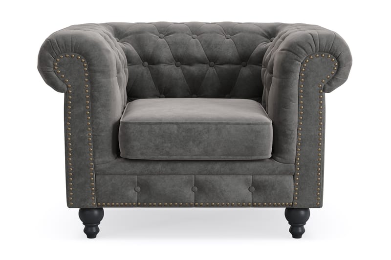 Chesterfield Deluxe Lenestol - Mørkegrå - Møbler - Stoler & lenestoler - Lenestoler