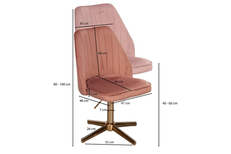 Willowdale kontorstol - Rosa / Gull - Møbler - Stoler & lenestoler - Kontorstol & skrivebordsstol