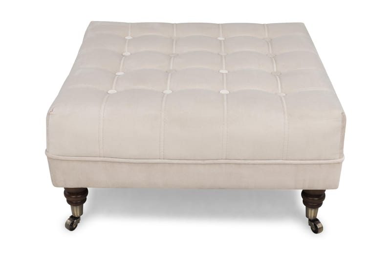 Chesterfield Deluxe Fotskammel Firkantet 70 cm - Fløyel Beige - Chesterfield fotskammel - Fotskammel