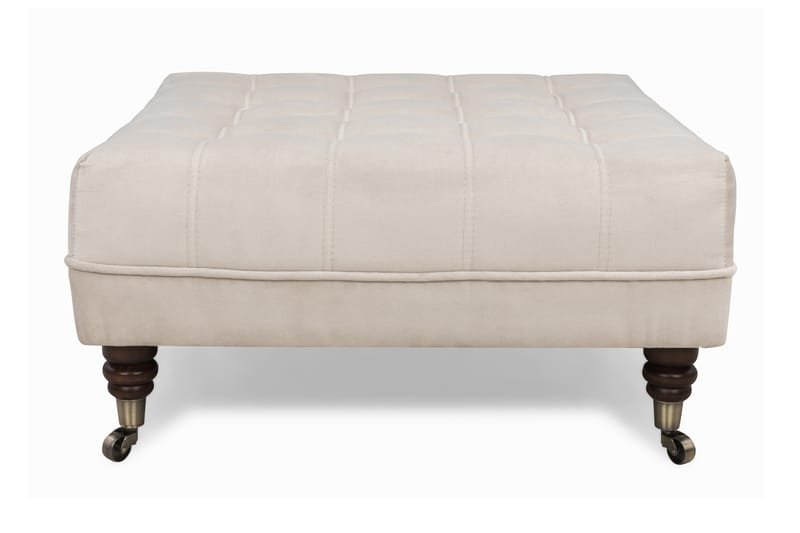 Chesterfield Deluxe Fotskammel Firkantet 70 cm - Fløyel Beige - Chesterfield fotskammel - Fotskammel