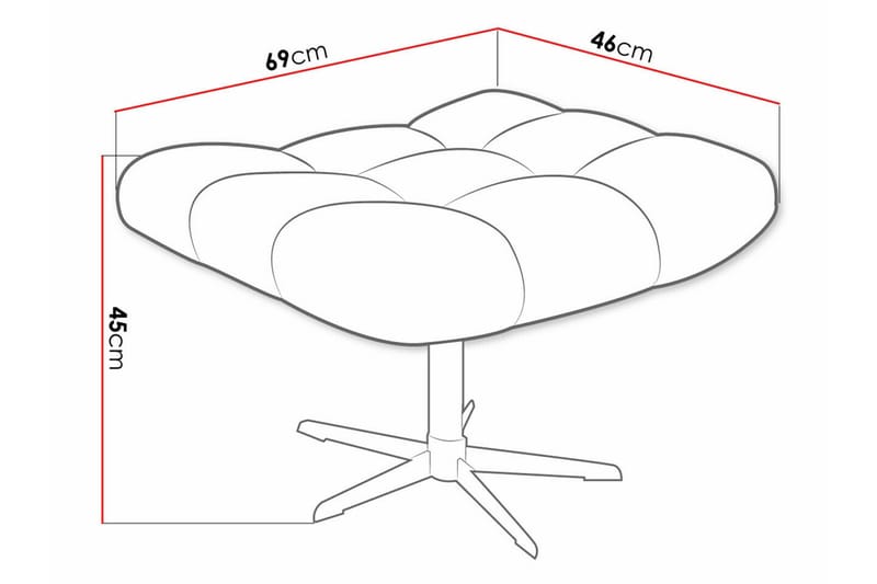 Rathkeale Sittepall 46 cm - Grå/Svart - Møbler - Stoler & lenestoler - Krakk - Fotskammel