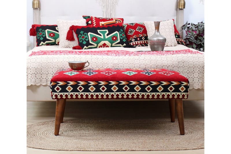 Crossett Sittepuff 91 cm - Rød - Puff - Marokkansk sittepuff - Sittemøbler med oppbevaring - Sittepuff med oppbevaring