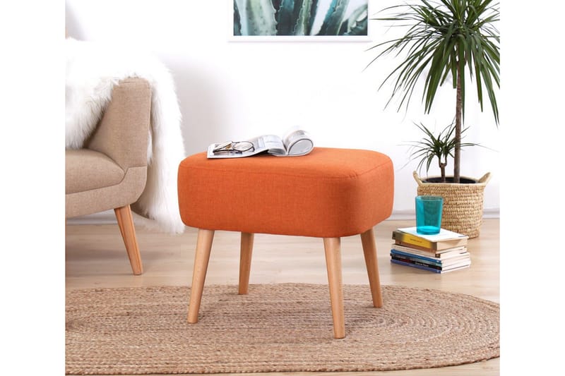 Demopolis Sittepuff 50 cm - Oransje - Puff - Marokkansk sittepuff - Sittemøbler med oppbevaring - Sittepuff med oppbevaring
