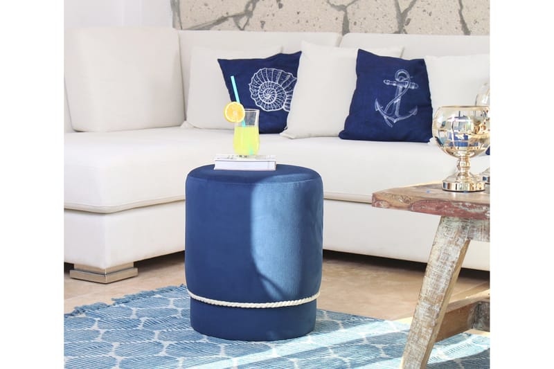 Etobicoke Sittepuff 38 cm - Blå - Puff - Marokkansk sittepuff - Sittemøbler med oppbevaring - Sittepuff med oppbevaring