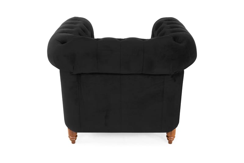 Chesterfield Deluxe Fløyelslenestol - Svart - Recliner & kinostol - Lenestol skinn - Lenestol med fotskammel - Chesterfield lenestol