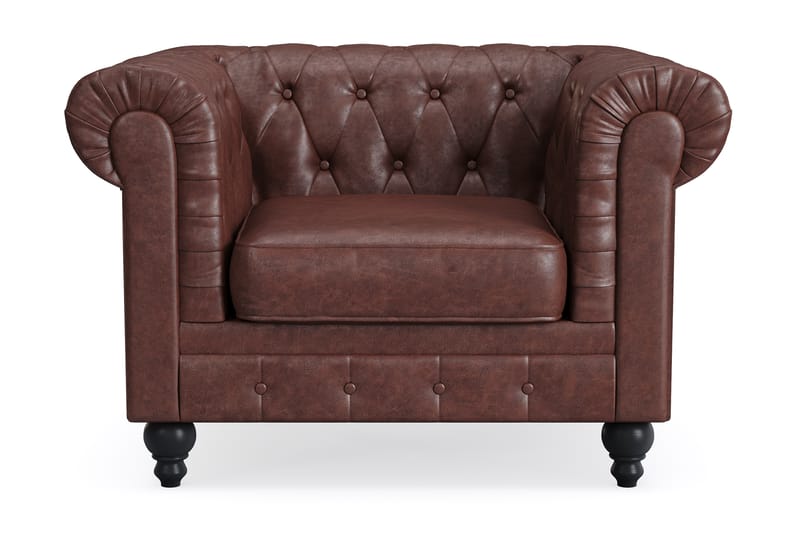 Chesterfield Lyx Lenestol - Mørk brun PU - Møbler - Stoler & lenestoler - Lenestoler - Chesterfield lenestol