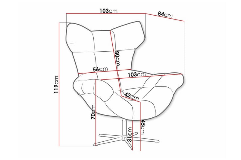 Rathkeale Fåtølj - Mørkerød - Møbler - Stoler & lenestoler - Lenestoler