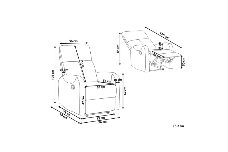 Rautela Lenestol LED-belysning + USB-port - Beige - Møbler - Stoler & lenestoler - Lenestoler - Recliner & kinostol