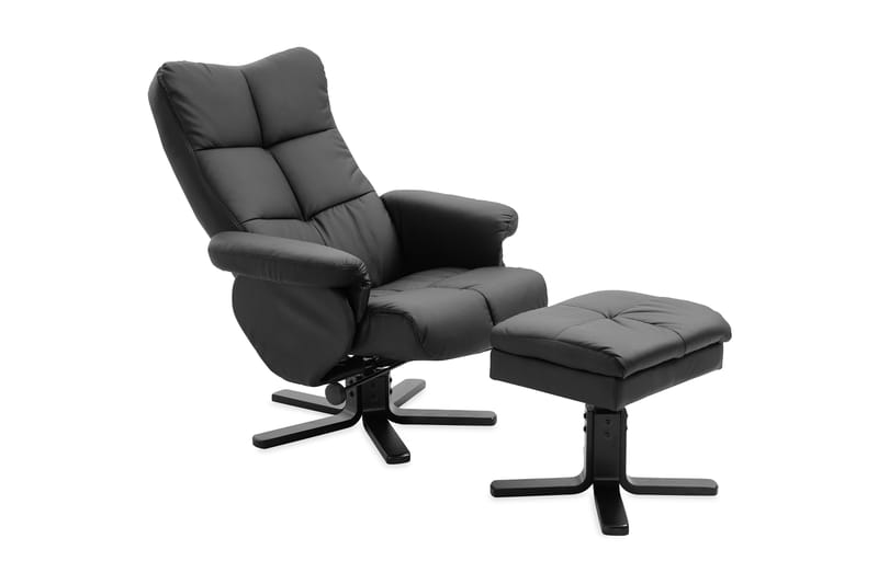 Sven Recliner med Ottoman - Sort - Møbler - Stoler & lenestoler - Lenestoler - Recliner & kinostol