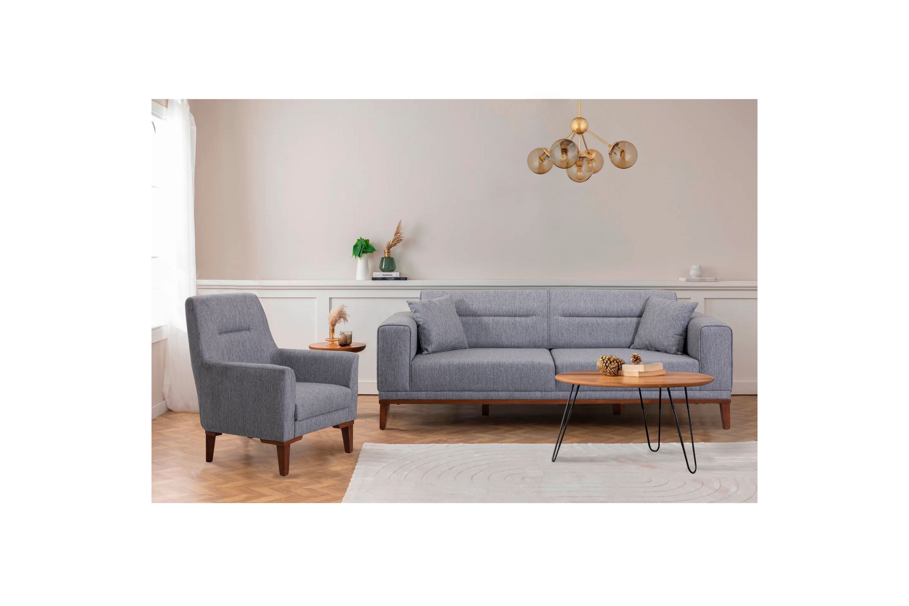 Wyong Sofagruppe 3-seters Sofa + Lenestol - Grå