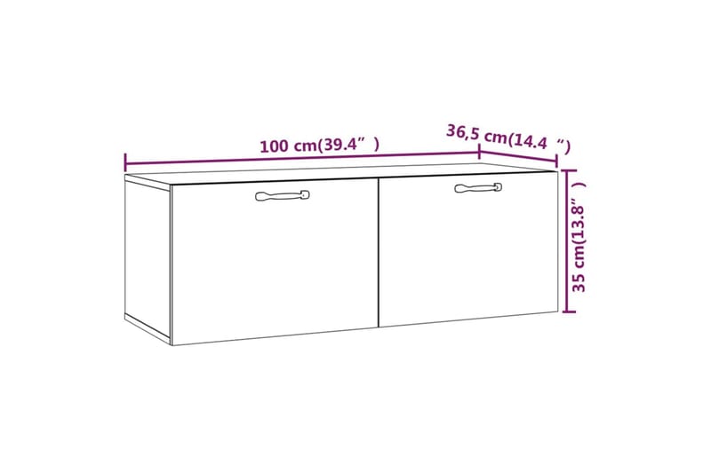 beBasic Veggskap betonggrå 100x36,5x35 cm konstruert tre - GrÃ¥ - Oppbevaring - Vegghengt oppbevaring