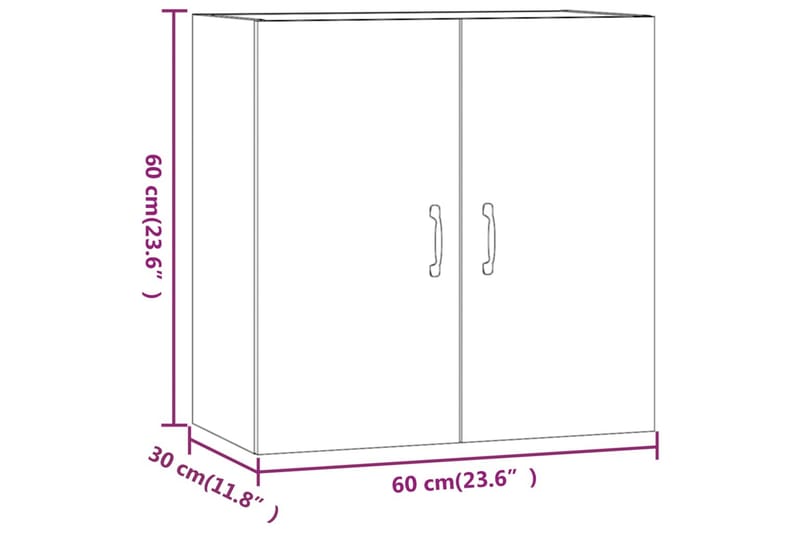 beBasic Veggskap grå sonoma 60x31x60 cm konstruert tre - GrÃ¥ - Oppbevaring - Vegghengt oppbevaring