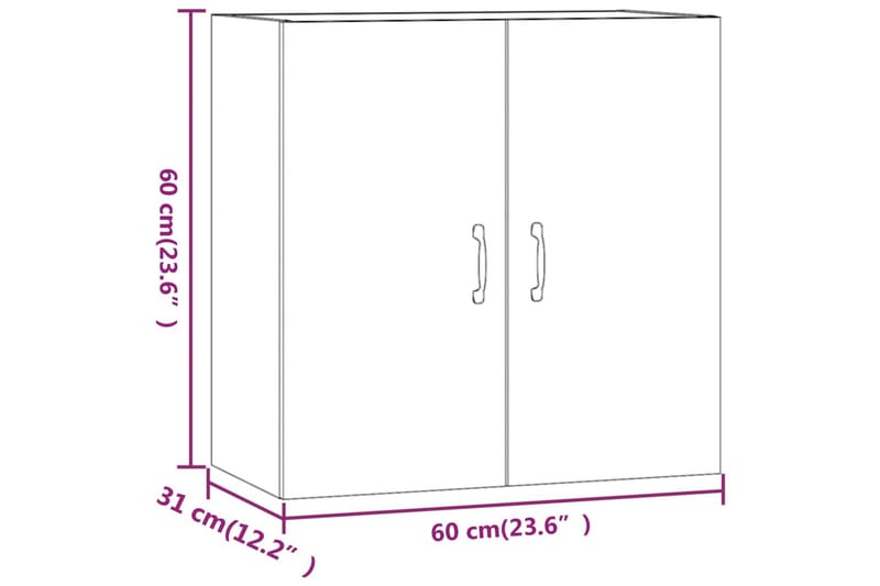 beBasic Veggskap hvit 60x31x60 cm konstruert tre - Hvit - Oppbevaring - Vegghengt oppbevaring