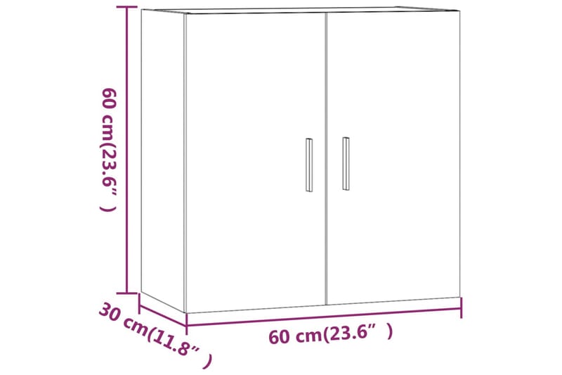 beBasic Veggskap røkt eik 60x30x60 cm konstruert tre - Brun - Oppbevaring - Vegghengt oppbevaring