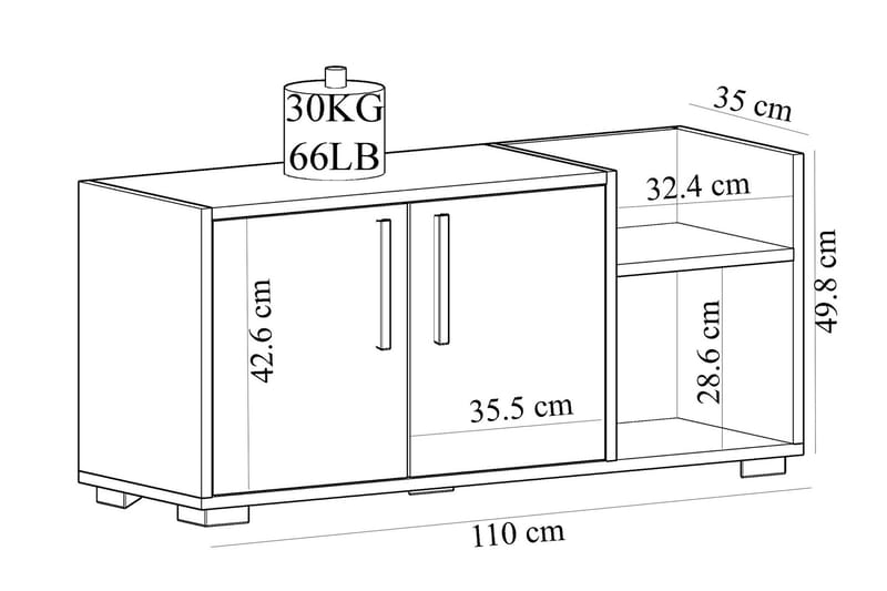 Rinorea Skoskap 110x49,8 cm - Hvit - Oppbevaring - Gangoppbevaring