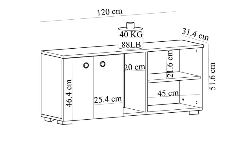 Rinorea Skoskap 120x51,6 cm - Hvit - Oppbevaring - Gangoppbevaring