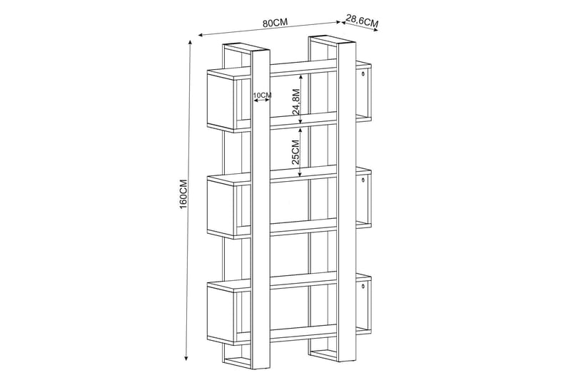 Albuferia Bokhylle 80 cm - Valnøtt/Antrasitt - Oppbevaring - Hyller - Bokhylle
