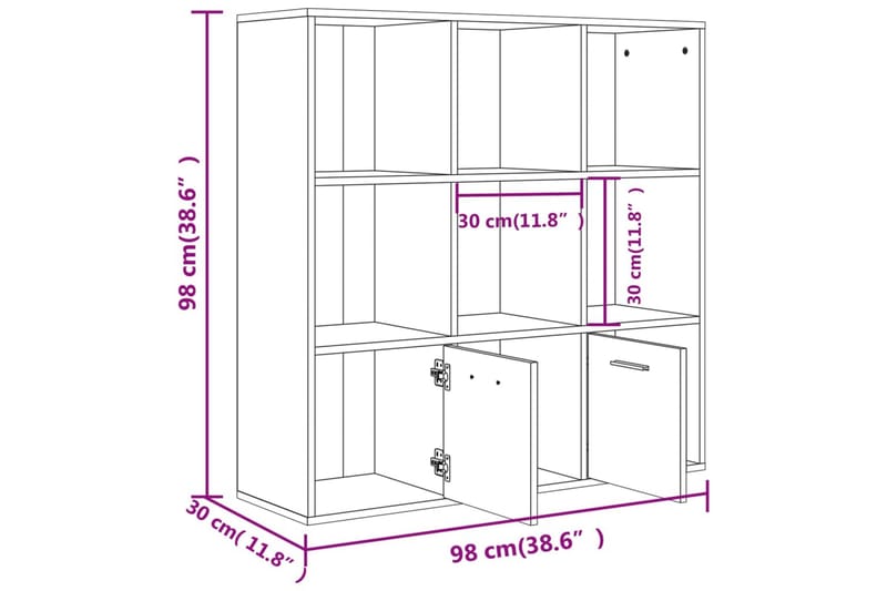 beBasic Bokhylle brun eik 98x30x98 cm - Brun - Oppbevaring - Hyller - Bokhylle