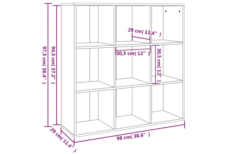 beBasic Bokhylle brun eik 98x30x98 cm - Brun - Oppbevaring - Hyller - Bokhylle