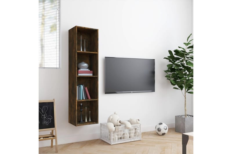 beBasic Bokhylle/TV-benk røkt eik 143x30x36 cm konstruert tre - Brun - Oppbevaring - Hyller - Vegghylle