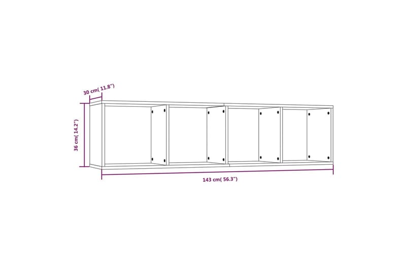 beBasic Bokhylle/TV-benk røkt eik 143x30x36 cm konstruert tre - Brun - Oppbevaring - Hyller - Vegghylle