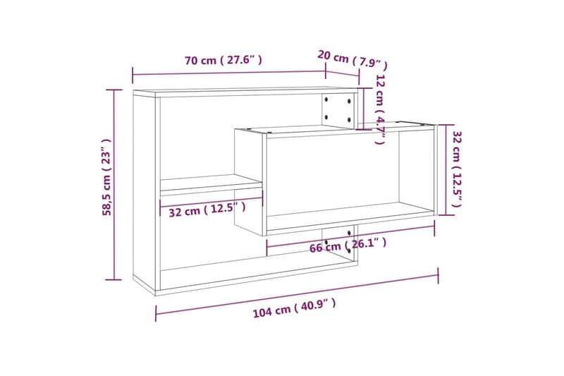 beBasic Vegghylle brun eik 104x20x58,5 cm konstruert tre - Brun - Oppbevaring - Hyller - Vegghylle