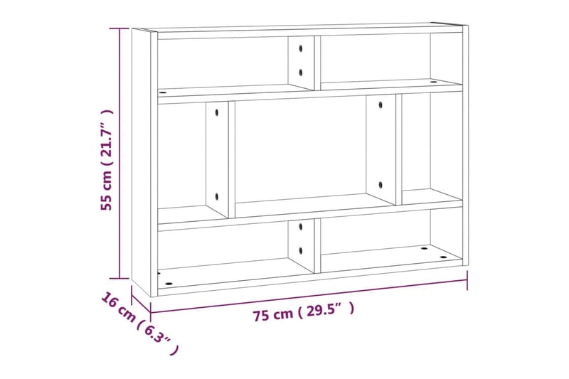 beBasic Vegghylle brun eik 75x16x55 cm konstruert tre - Brun - Oppbevaring - Hyller - Vegghylle