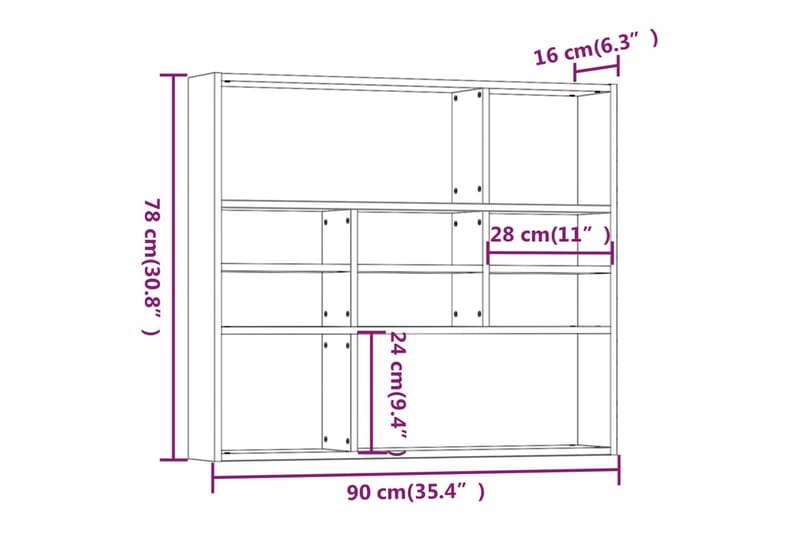 beBasic Vegghylle brun eik 90x16x78 cm konstruert tre - Brun - Oppbevaring - Hyller - Vegghylle