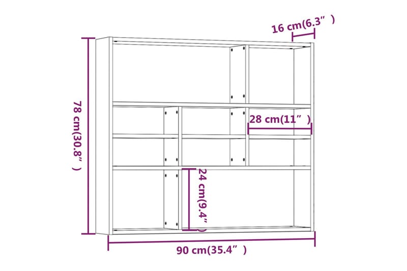 beBasic Vegghylle grå sonoma 90x16x78 cm konstruert tre - GrÃ¥ - Oppbevaring - Hyller - Vegghylle