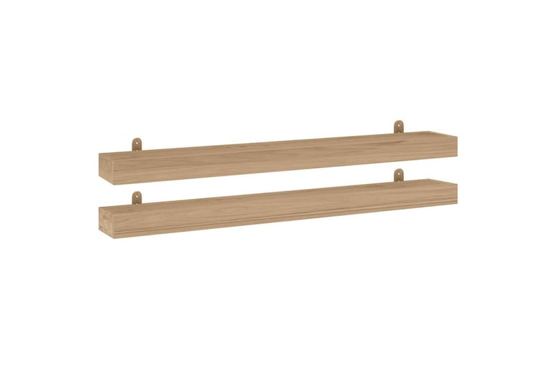 beBasic Vegghyller 2 stk 110x15x6 cm heltre teak - Brun - Oppbevaring - Hyller - Vegghylle