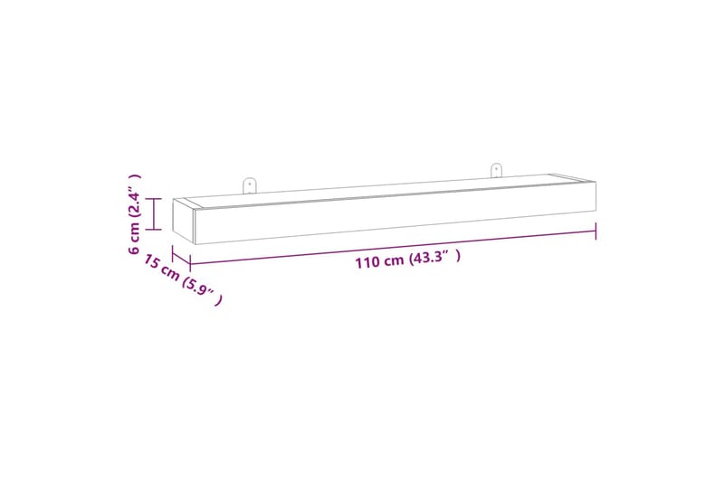 beBasic Vegghyller 2 stk 110x15x6 cm heltre teak - Brun - Oppbevaring - Hyller - Vegghylle