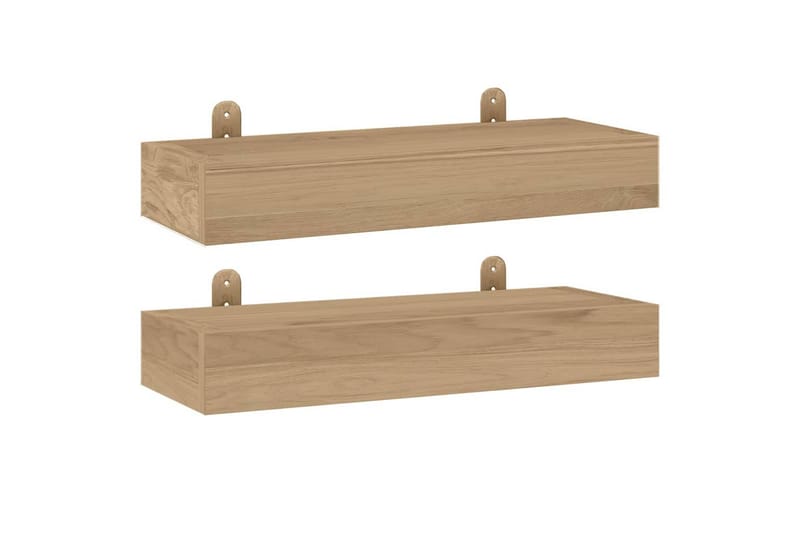 beBasic Vegghyller 2 stk 40x15x6 cm heltre teak - Brun - Oppbevaring - Hyller - Vegghylle