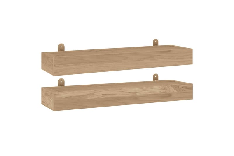 beBasic Vegghyller 2 stk 60x15x6 cm heltre teak - Brun - Oppbevaring - Hyller - Vegghylle