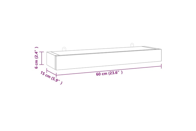 beBasic Vegghyller 2 stk 60x15x6 cm heltre teak - Brun - Oppbevaring - Hyller - Vegghylle