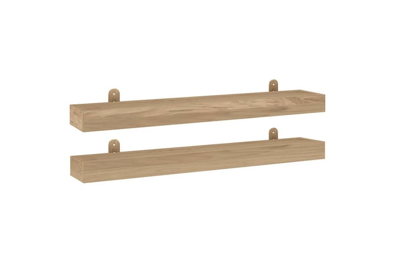 beBasic Vegghyller 2 stk 90x15x6 cm heltre teak - Brun - Oppbevaring - Hyller - Vegghylle