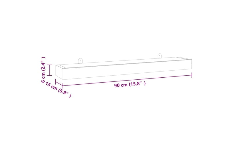 beBasic Vegghyller 2 stk 90x15x6 cm heltre teak - Brun - Oppbevaring - Hyller - Vegghylle