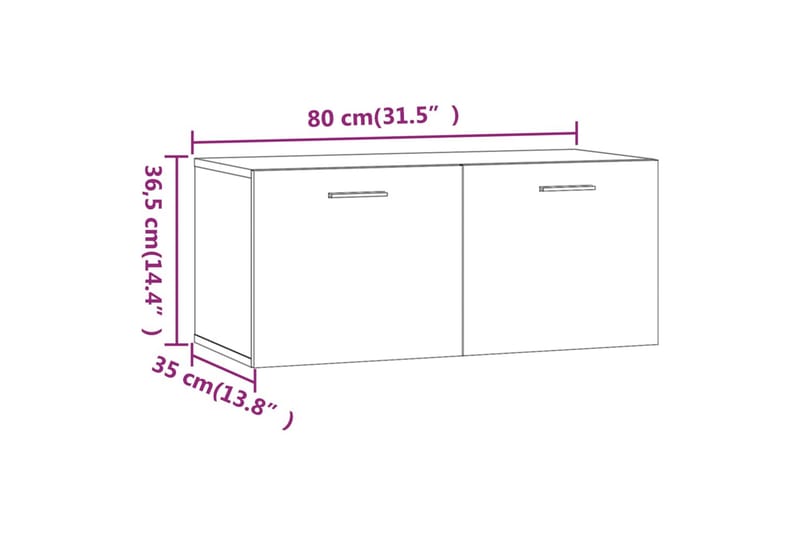 beBasic Veggskap brun eik 80x35x36,5 cm konstruert tre - Brun - Oppbevaring - Hyller - Vegghylle