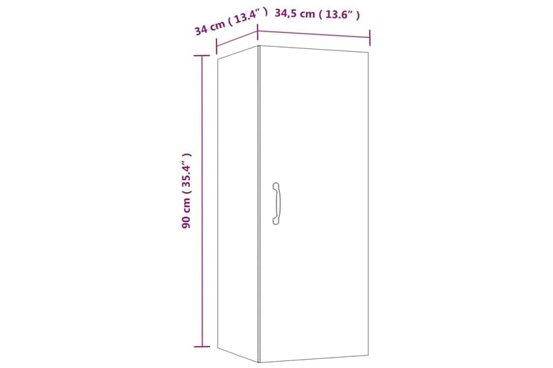 beBasic Veggskap grå sonoma 34,5x34x90 cm konstruert tre - GrÃ¥ - Oppbevaring - Hyller - Vegghylle