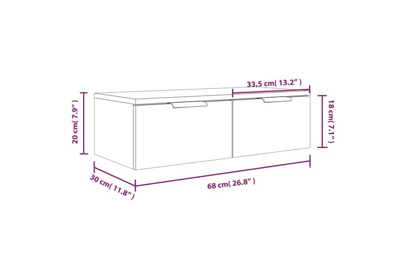 beBasic Veggskap grå sonoma 68x30x20 cm konstruert tre - GrÃ¥ - Oppbevaring - Hyller - Vegghylle